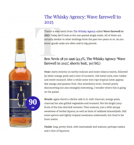 The Whisky Agency Ben Nevis 1996 28年 Wave Farewell to 2025
