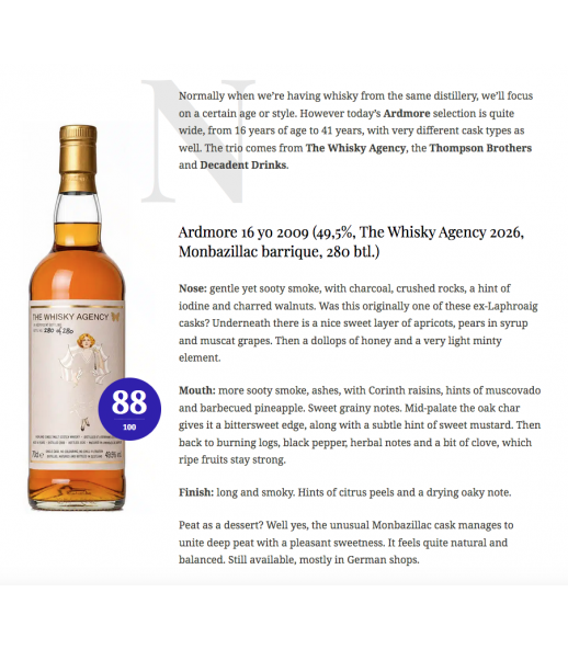 The Whisky Agency Ardmore 2009 16年 - Made for friends