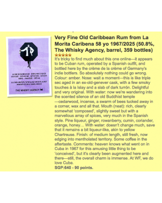 The Whisky Agency Cuban Rum 1967 58年 - Limburg 2025 威士忌節限定