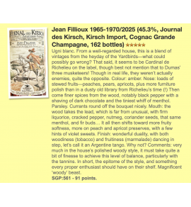 Jean Fillioux Lot 65-70 陳年干邑 Grande Champagne - Kirsch 限定